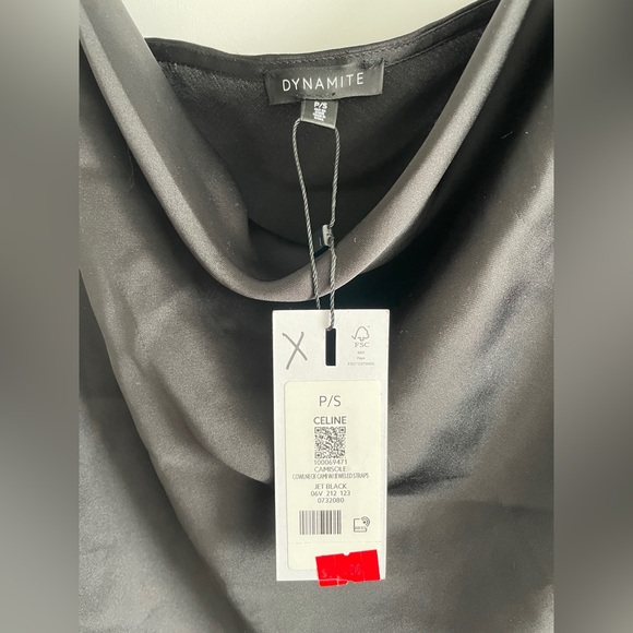 Dynamite black silk camisole with rhinestone interchangeable straps BNWT size S. - Picture 2 of 2